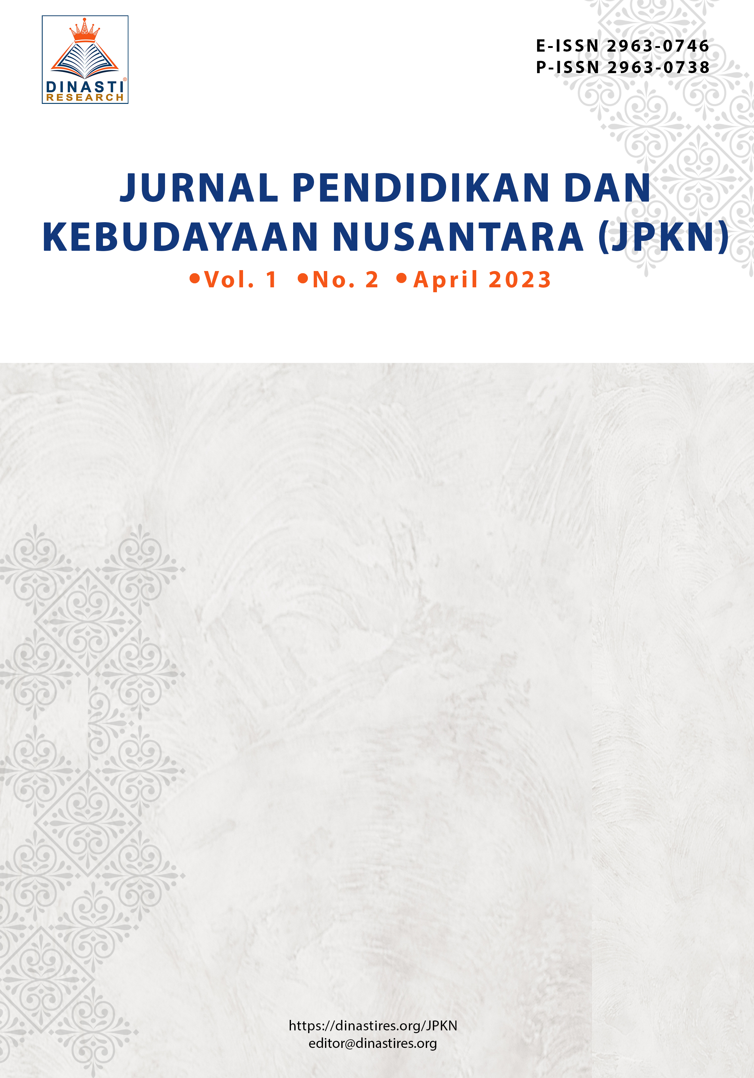 					View Vol. 1 No. 2 (2023): Jurnal Pendidikan dan Kebudayaan Nusantara (April-Juni 2023)
				